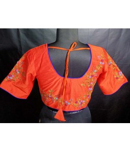 Women’s ethnic Designer Blouse Fancy Raw Silk, with Front-Back And Sleeves Hand Embroidered.