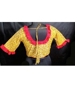 Women’s ethnic Designer Blouse Fancy Chanderi, with Front-Back Block Painting.
