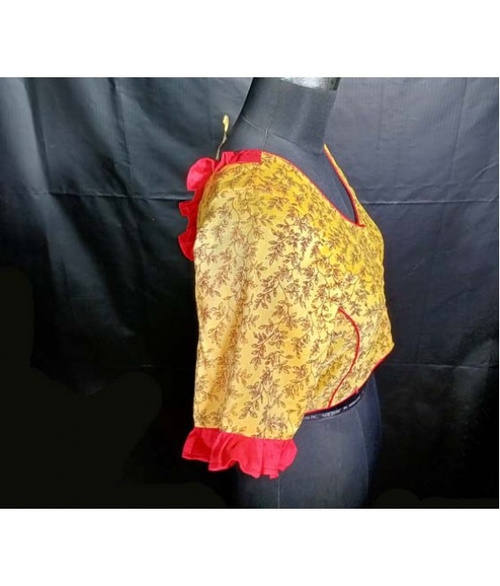 Women’s ethnic Designer Blouse Fancy Chanderi, with Front-Back Block Painting.