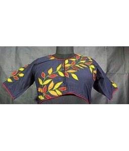 Women’s ethnic Designer Blouse Fancy Raw Silk With Multi-Color Embroidered.
